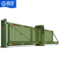 启功电动悬浮门军绿色圆孔封板铝合金悬浮门企业单位工厂电动大门每米