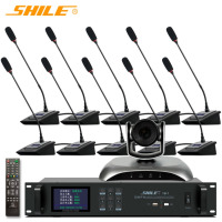 狮乐(SHILE)YW-7有线手拉手视频跟踪会议话筒一拖十带跟踪摄像功能可增加鹅颈话筒席位专业会议系统可录音