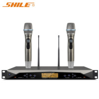 狮乐(SHILE)一拖二无线真U段麦克风话筒 专业家用KTV唱歌卡拉ok会议演出主持手持麦SH-11