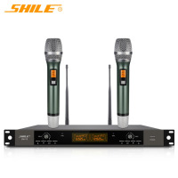狮乐(SHILE)SH-13话筒U段专业KTV唱歌无线话筒 卡拉OK麦克风一拖二话筒舞台活动培训会议用
