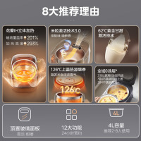 美的稻香花瓣IH电饭煲0涂层蜂窝抗粘 2025新款 上下双热源米粒激活技术电饭锅316L不锈钢内胆 玻璃面板 [304蒸
