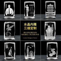 龙云天盾水晶内雕定制摆件激光3d玻璃水晶球定制摆台雕刻建筑模型纪念品