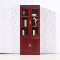 鼎南家具中式办公文件柜木质办公家具资料柜落地柜玻璃门 两门800*400*2000