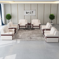 鼎南家具办公室沙发贵宾接待沙发会议沙发茶几组合新中式沙发 单人位沙发