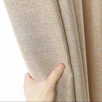 鼎南窗帘成品加密加厚仿亚麻棉麻纯色卧室客厅定制遮光窗帘布窗纱拼接窗帘 米白色 2.0米宽*2.7米高挂钩式可改高度