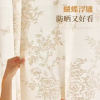 鼎南法式窗纱蝴蝶纱遮光2025新款客厅白纱透光不透人卧室高级感窗帘纱 蝴蝶纱[奶油色]-挂钩款 1.5米宽*1.5米高