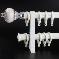 鼎南铝合金罗马杆窗帘轨道罗马杆打孔窗帘杆静音罗马杆可顶装侧装 象牙白双杆