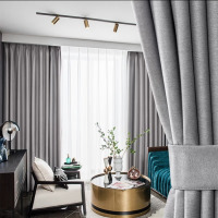 鼎南窗帘免打孔99%全遮光简易窗帘新款客厅伸缩杆安装门帘卧室免安装 灰色 杆3.6~4.0长]帘6.0*2.7高 双开