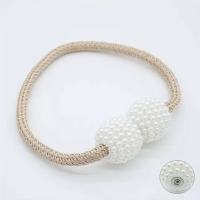 鼎南窗帘夹磁铁窗帘绑带绑绳一对欧式客厅卧室百搭系带窗帘扣挂球 米黄一对