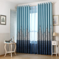 鼎南 窗帘地中海城堡窗帘成品定制卧室客厅隔热窗帘遮光遮阳加厚布料 天蓝(遮光85%) 2.5米宽*2.7米高挂钩式可改