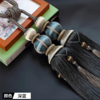 鼎南窗帘欧式挂球绑球绑带绑绳吊球吊穗双球绑花挂钩装饰球流苏 深蓝一对