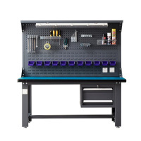 龙云天盾钳工台重型工作台车间钳工桌不锈钢桌带抽屉插座装配工具台横三抽屉工作台 2.1米偏四抽+双挂