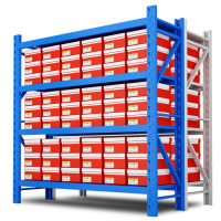 鼎南重型600kg/层货架仓储仓库库房层架储物架 150*50*200cm四层蓝主