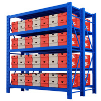 鼎南加厚280kg/层中型仓储货架仓库家用储物架 120*50*200cm*5层蓝主