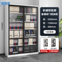 鼎南办公室文件柜铁皮资料档案柜玻璃推拉门展示柜财务凭证收纳柜落地 [机械锁]推拉玻璃门200*150cm