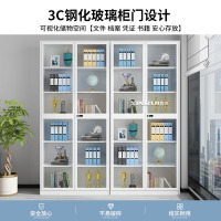 龙云天盾办公室2米高文件凭证柜多层资料柜白色钢制档案柜通门储物柜带锁 通玻凭证柜纯白色-10层密码锁