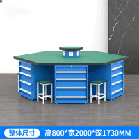 龙云天盾重型六角钳工台 多工位带虎钳六边工具桌 装备车间六边实训 蓝色六角工作台-防静电桌面