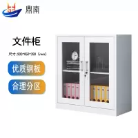 鼎南文件柜铁皮柜办公柜钢制资料柜档案柜储物柜财务室文件柜对开玻门矮柜常规款