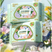 德佑女性湿厕纸小包便携20抽*5包 经期专用私处湿巾 益生菌益生元配方