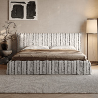 鼎南云浮床布艺床亚麻侘寂风主卧双人床1.8*2.0米