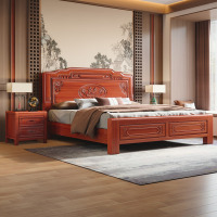 鼎南金花梨木床家用古典1.8米双人床中式实木床雕花大床主卧婚床603#