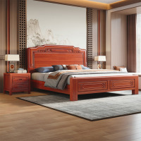 鼎南实木床金花梨木仿古双人床中式雕花大床古典主卧室家具602#