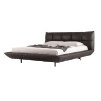 鼎南巧真皮床现代简约中古风高端复古软包靠背主卧大床1.8米