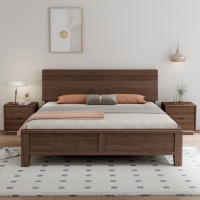 鼎南实木床黑胡桃木1.8米双人家用卧室简约小户型大床婚床4107#床