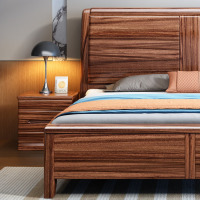 鼎南新中式乌金木床现代实木卧室双人大床轻奢简约高箱储物床3833-1