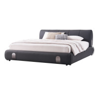 鼎南洛梵真皮床头层牛皮简约奶油风软包双人主卧室大床1.8米