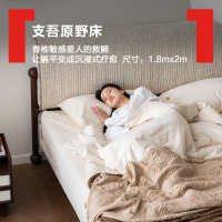 鼎南原野床条纹布艺实木床可拆洗亚麻材质双人床主卧室大床1.8米*2米