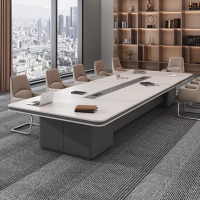 鼎南会议台长桌会议室现代大型会议桌办公办公桌桌椅简约培训组合洽谈 2.4米[E0级板材会议桌