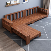 鼎南胡桃木满铺沙发客厅组合中式冬夏两用大小户型家具沙发F2205#满铺