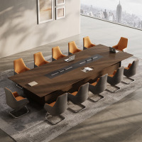 鼎南高档会议桌椅组合轻奢长条形洽谈桌简约现代会议室办公桌工作台 4.2米会议桌+12椅