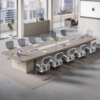 鼎南简约现代办公家具办公桌板式长方形大型会议桌长桌洽谈桌椅组合 8.0米会议桌+26把椅子