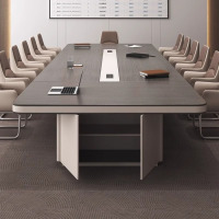 鼎南现代会议桌长桌高档创意会议室大型时尚长条开会洽谈办公桌椅组合 8米会议桌+20把椅子(高