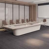 鼎南创意烤漆会议桌长桌简约大型洽谈桌轻奢大气会议室椭圆形办公桌子 5.0米会议桌+大会议椅1