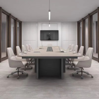 鼎南肤感板材大型会议室会议桌长桌简约现代洽谈接待办公桌椅组合 2.8*1.3米会议桌
