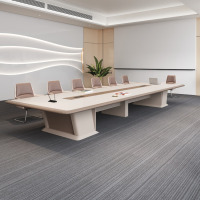 鼎南大型烤漆会议桌轻奢长桌 简约现代创意洽谈桌大气会议室办公桌子 5米会议桌+14把椅子