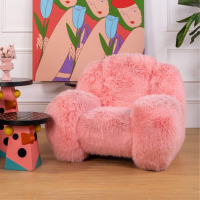 鼎南奶油毛毛单人沙发椅客厅设计师款多巴胺休闲椅奶油粉色