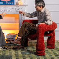 鼎南胖子椅单人沙发椅布艺软包包豪斯中古设计师款休闲椅红色