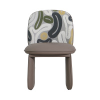 鼎南餐厅餐椅精品花布皮布结合创意休闲椅靠背椅子