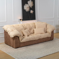 鼎南沙发设计师款中古慵懒奶油风奶茶色2.4m