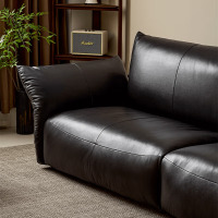 鼎南泡芙皮艺沙发客厅小户型现代轻奢风真皮摩卡慕斯色多人位2.1米