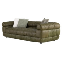 鼎南苍绿古油蜡皮真皮复古风高端真皮沙发客厅组合直排双人沙发2.25米