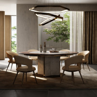 鼎南黑胡桃木餐桌2025新款 家用复古圆餐桌实木1.5米