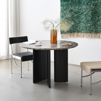 鼎南玲珑洞石圆桌 餐桌 现代简约 土耳其进口红洞石1200*1200*750mm