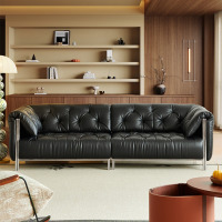 鼎南星月栖皮艺沙发加厚头层皮法式中古风2.7 米可视面真皮
