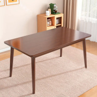 鼎南北欧全实木餐桌橡木桌椅组合小户型胡桃色现代简约长方形吃饭桌子 100*60*75单桌 胡桃色