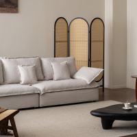 鼎南沙发极简客厅一字直排小户型沙发棉麻防污防泼溅2.6m